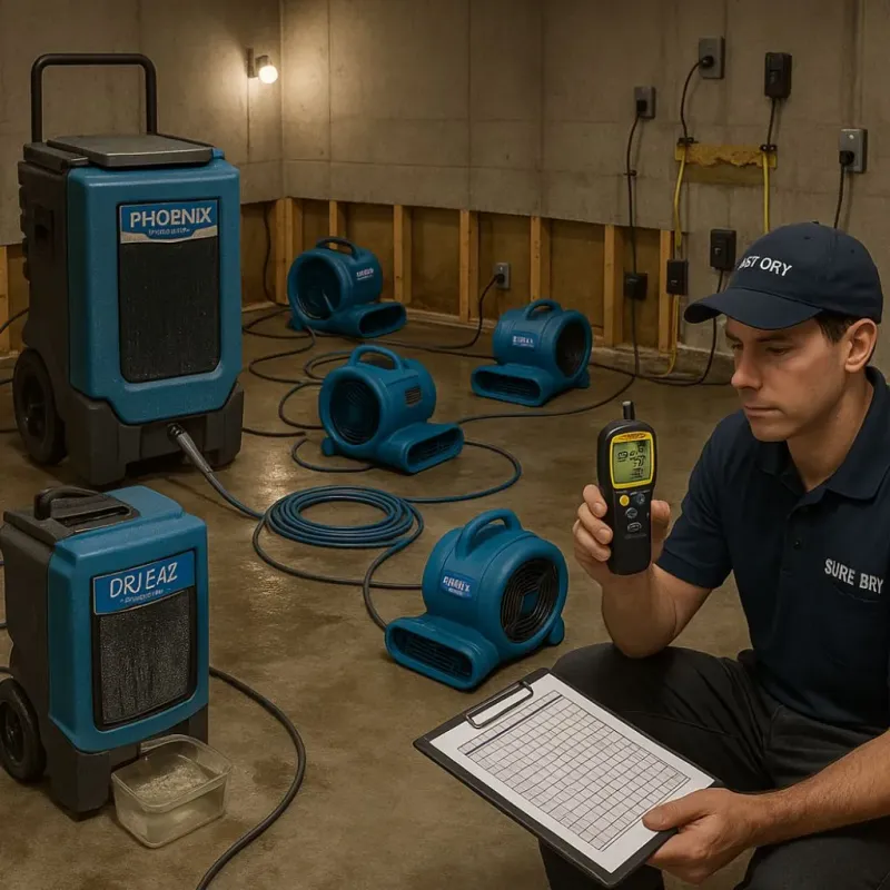 Structural Drying and Dehumidification process in Shorewood, MN